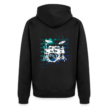 Silhouetten des Schlagzeugs - Unisex Premium Bio Zip Hoodie - Schwarz - Hinten - Nico (187cm)