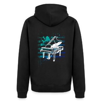 weißes Klavier - Unisex Premium Bio Zip Hoodie - Schwarz - Hinten - Nico (187cm)