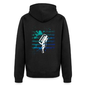 say it with micro - Unisex Premium Organic Zip Hoodie - black - Back - Nico (187cm)
