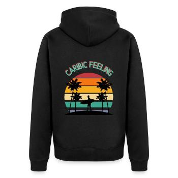 Caribic Feeling - Unisex Premium Organic Zip Hoodie - black - Back - Nico (187cm)