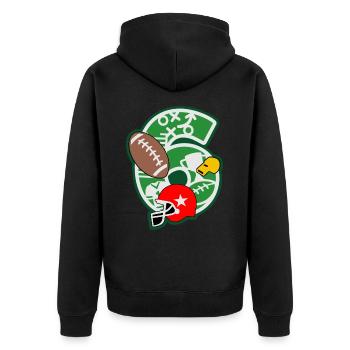 Fußball 6. Geburtstagsparty Nummer 6 - 6 Jahre - Unisex Premium Bio Zip Hoodie - Schwarz - Hinten - Nico (187cm)