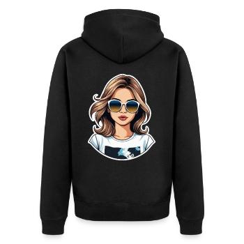 Cartoon girl character. - Unisex Premium Organic Zip Hoodie - black - Back - Nico (187cm)