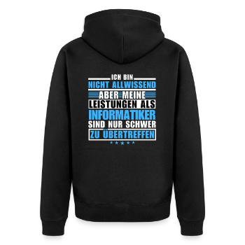 Unübertroffene Leistung als Informatiker - Unisex Premium Bio Zip Hoodie - Schwarz - Hinten - Nico (187cm)