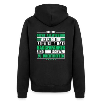 Unrivalled performance as an excavator operator - Unisex Premium Organic Zip Hoodie - black - Back - Nico (187cm)