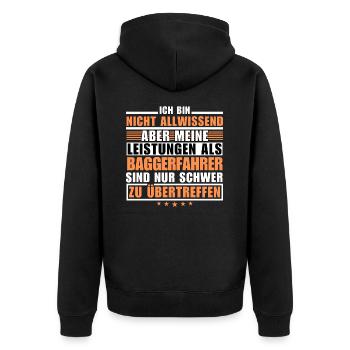 Unrivalled performance as an excavator operator - Unisex Premium Organic Zip Hoodie - black - Back - Nico (187cm)