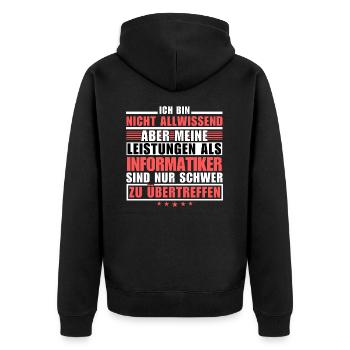 Unübertroffene Leistung als Informatiker - Unisex Premium Bio Zip Hoodie - Schwarz - Hinten - Nico (187cm)