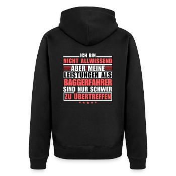 Unrivalled performance as an excavator operator - Unisex Premium Organic Zip Hoodie - black - Back - Nico (187cm)