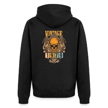 Skull Skull 1979 79 Vintage Vintage Gift - Unisex Premium Organic Zip Hoodie - black - Back - Nico (187cm)