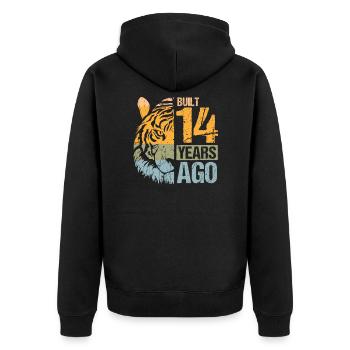 14. Geburtstag Tiger Katze Tiere Löwe Geschenk - Unisex Premium Bio Zip Hoodie - Schwarz - Hinten - Nico (187cm)
