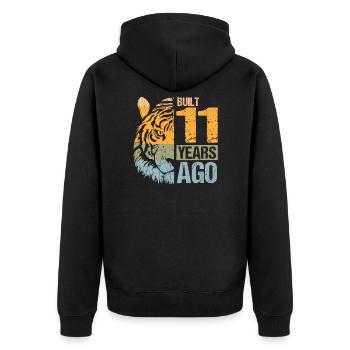 11. Geburtstag Tiger Katze Tiere Löwe Geschenk - Unisex Premium Bio Zip Hoodie - Schwarz - Hinten - Nico (187cm)