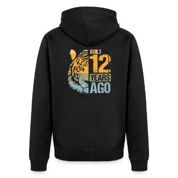 12. Geburtstag Tiger Katze Tiere Löwe Geschenk - Unisex Premium Bio Zip Hoodie - Schwarz - Hinten - Nico (187cm)