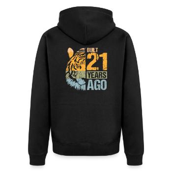 21. Geburtstag Tiger Katze Tiere Löwe Geschenk - Unisex Premium Bio Zip Hoodie - Schwarz - Hinten - Nico (187cm)