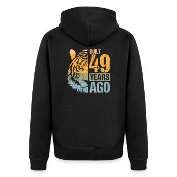 49. Geburtstag Tiger Katze Tiere Löwe Geschenk - Unisex Premium Bio Zip Hoodie - Schwarz - Hinten - Nico (187cm)