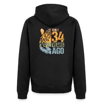 34. Geburtstag Tiger Katze Tiere Löwe Geschenk - Unisex Premium Bio Zip Hoodie - Schwarz - Hinten - Nico (187cm)