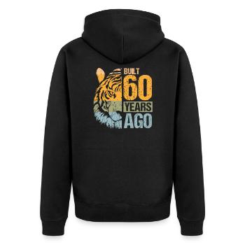 60. Geburtstag Tiger Katze Tiere Löwe Geschenk - Unisex Premium Bio Zip Hoodie - Schwarz - Hinten - Nico (187cm)