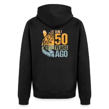 50. Geburtstag Tiger Katze Tiere Löwe Geschenk - Unisex Premium Bio Zip Hoodie - Schwarz - Hinten - Nico (187cm)