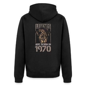 Birthday 1970 70 Retro Dog Rottweiler Gift - Unisex Premium Organic Zip Hoodie - black - Back - Nico (187cm)