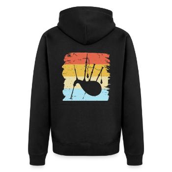 Dudelsack - Unisex Premium Bio Zip Hoodie - Schwarz - Hinten - Nico (187cm)