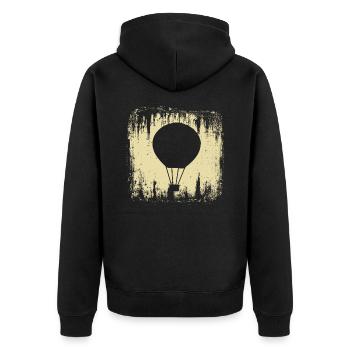 Heißluftballon - Unisex Premium Bio Zip Hoodie - Schwarz - Hinten - Nico (187cm)
