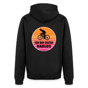 Fahrrad - Unisex Premium Bio Zip Hoodie - Schwarz - Hinten - Nico (187cm)