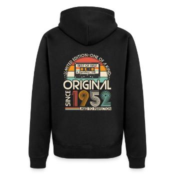 Original 1952 Vintage Vintage Rétro Anniversaire - Veste à capuche bio Premium Unisexe - noir - Dos - Nico (187cm)