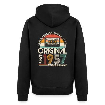Original 1957 Vintage Vintage Rétro Anniversaire - Veste à capuche bio Premium Unisexe - noir - Dos - Nico (187cm)