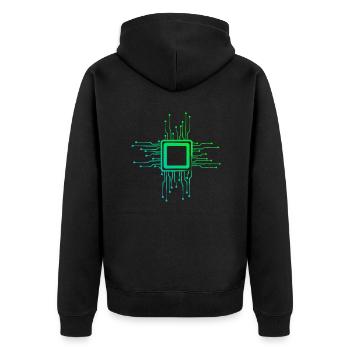 Circuits CPU Puce d’ordinateur Nerds - Veste à capuche bio Premium Unisexe - noir - Dos - Nico (187cm)