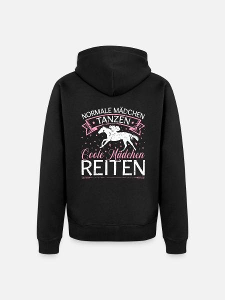 Coole Mädchen Reiten Pferde - Unisex Premium Bio Zip Hoodie - Schwarz
