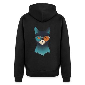 L’œil de chat en contraste - Veste à capuche bio Premium Unisexe - noir - Dos - Nico (187cm)