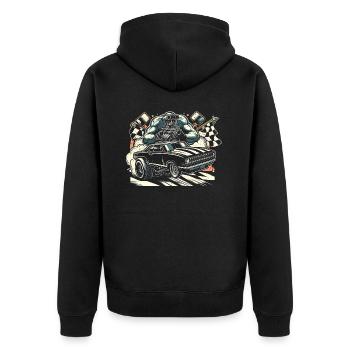 Course de voitures de dragsters - Cadeau pour les fans de sport automobile ! - Veste à capuche bio Premium Unisexe - noir - Dos - Nico (187cm)