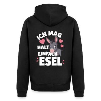 Esel Eselchen Maultier Muli - Unisex Premium Bio Zip Hoodie - Schwarz - Hinten - Nico (187cm)