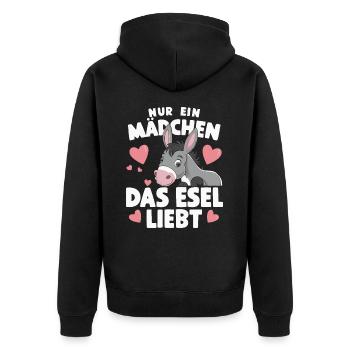 Esel Eselchen Maultier Muli - Unisex Premium Bio Zip Hoodie - Schwarz - Hinten - Nico (187cm)