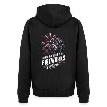 Pyrotechnics Fireworks Pyrotechnics - Unisex Premium Organic Zip Hoodie - black - Back - Nico (187cm)