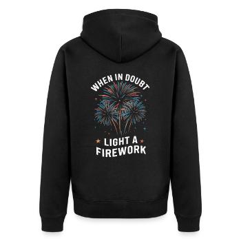Pyrotechnics Fireworks Pyrotechnics - Unisex Premium Organic Zip Hoodie - black - Back - Nico (187cm)