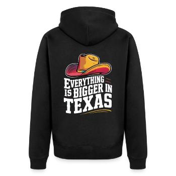 Texas State Texans Texas - Unisex Premium Organic Zip Hoodie - black - Back - Nico (187cm)