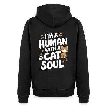 Chat Chats Amoureux Chat Propriétaire Chaton - Veste à capuche bio Premium Unisexe - noir - Dos - Nico (187cm)
