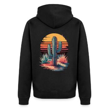 Cactus Cacti Desert Plant - Unisex Premium Organic Zip Hoodie - black - Back - Nico (187cm)