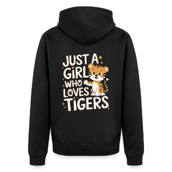 Tiger Tier Zoo Wildtier - Unisex Premium Bio Zip Hoodie - Schwarz - Hinten - Nico (187cm)