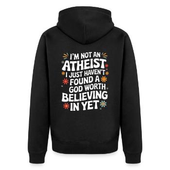 Athéisme, athée, anti-religion, agnostique - Veste à capuche bio Premium Unisexe - noir - Dos - Nico (187cm)