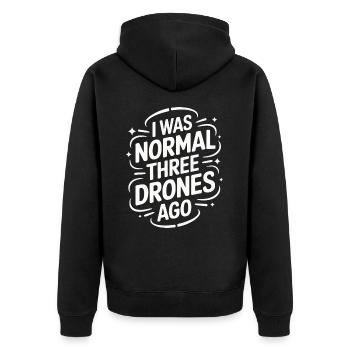 Dronen Pilot Quadrocopter Drone - Unisex Premium Bio Zip Hoodie - Schwarz - Hinten - Nico (187cm)