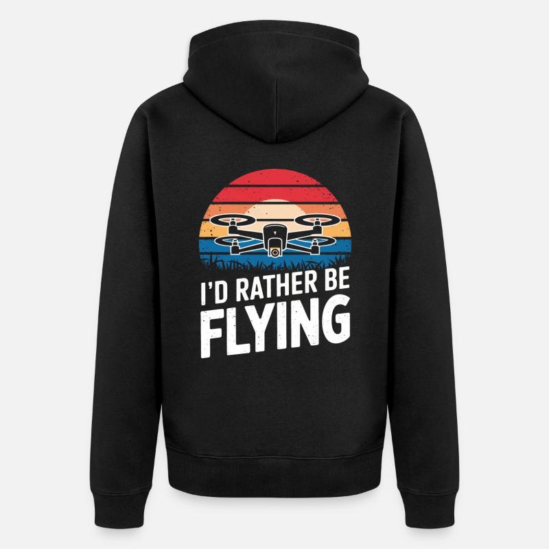Dronen Pilot Quadrocopter Drone - Unisex Premium Bio Zip Hoodie - Schwarz