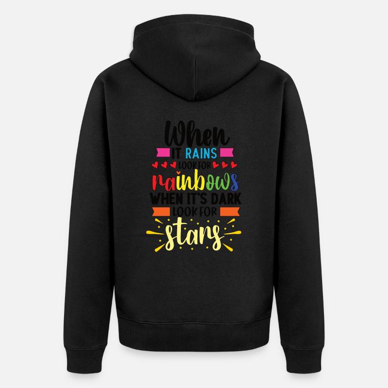 Rainbow Stars Étoiles Dicton - Veste à capuche bio Premium Unisexe - noir