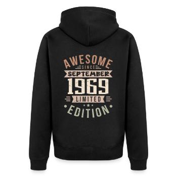 1969 September Birthday Born September 1969 - Unisex Premium Organic Zip Hoodie - black - Back - Nico (187cm)