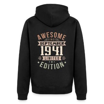 1941 Septembre Anniversaire Né en septembre 1941 - Veste à capuche bio Premium Unisexe - noir - Dos - Nico (187cm)