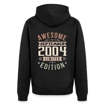 2004 September Birthday Born September 2004 - Unisex Premium Organic Zip Hoodie - black - Back - Nico (187cm)