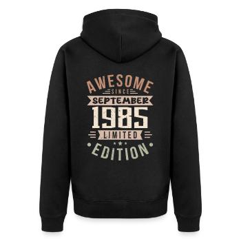 1985 September Birthday Born September 1985 - Unisex Premium Organic Zip Hoodie - black - Back - Nico (187cm)