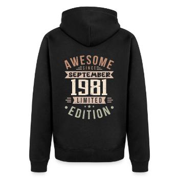 1981 September Birthday Born September 1981 - Unisex Premium Organic Zip Hoodie - black - Back - Nico (187cm)