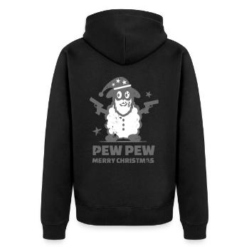 Mouton Pew Pew Joyeux cadeau de Noël - Veste à capuche bio Premium Unisexe - noir - Dos - Nico (187cm)