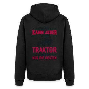Studieren kann jeder traktor fahren nur die besten - Unisex Premium Bio Zip Hoodie - Schwarz - Hinten - Nico (187cm)