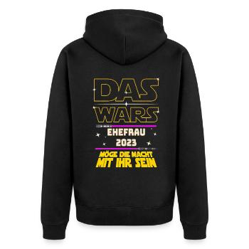 Das Wars Ehefrau 2023 JGA Junggesellin Braut - Unisex Premium Bio Zip Hoodie - Schwarz - Hinten - Nico (187cm)